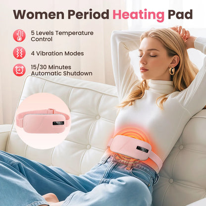 Women Menstrual Heating Pads Effective Hot Compress Period Relief Belt Rechargeable Heated Waist Massager Tools