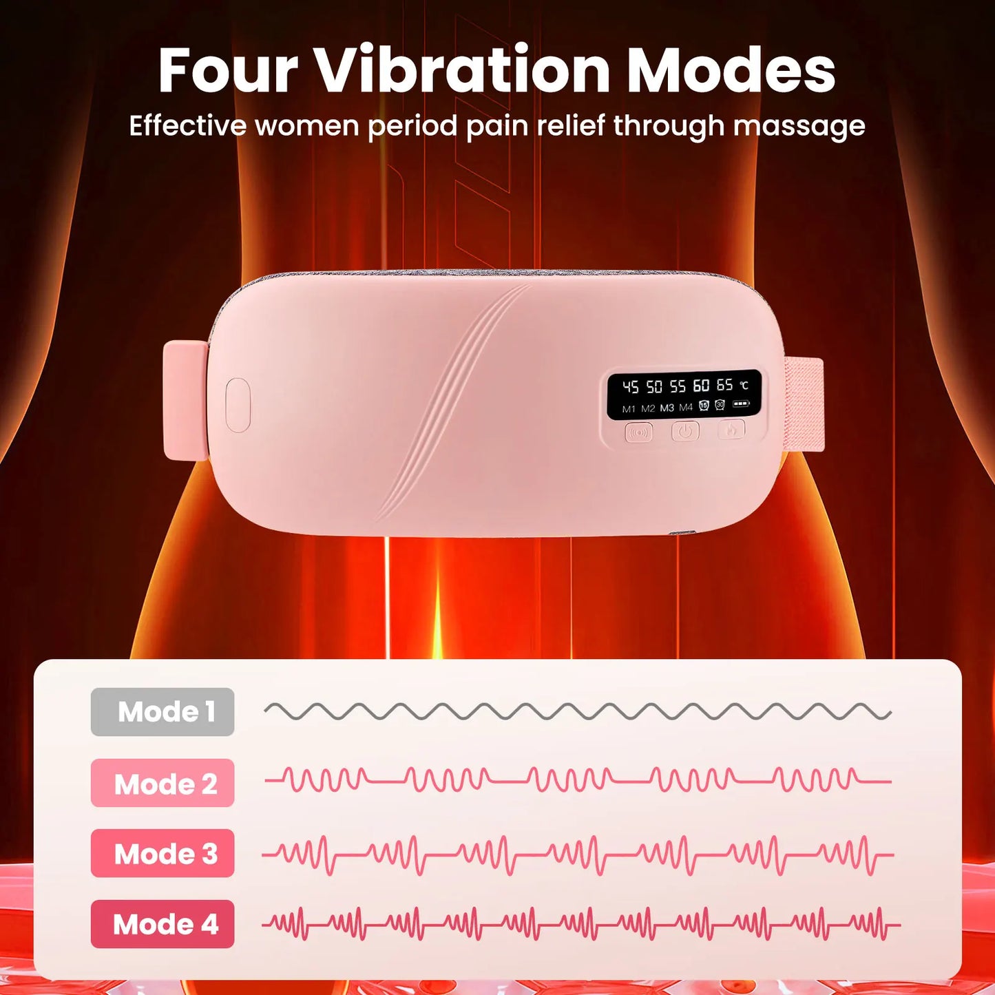 Women Menstrual Heating Pads Effective Hot Compress Period Relief Belt Rechargeable Heated Waist Massager Tools