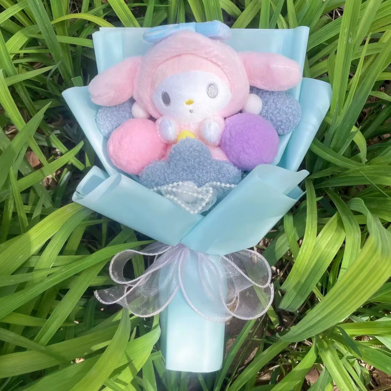 Cartoon My Melody Kuromi Cinnamoroll Kt Cat Plush Doll Creative Flower Bouquet Valentine Christmas Graduation Birthday Gift