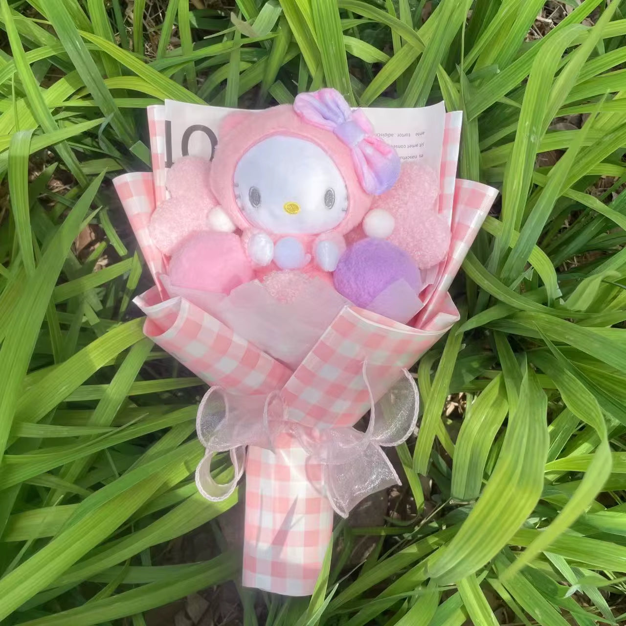 Cartoon My Melody Kuromi Cinnamoroll Kt Cat Plush Doll Creative Flower Bouquet Valentine Christmas Graduation Birthday Gift