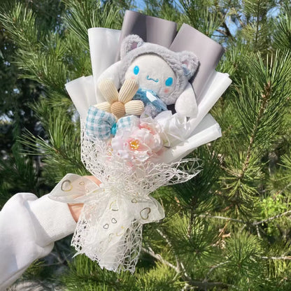 Cartoon My Melody Kuromi Cinnamoroll Kt Cat Plush Doll Creative Flower Bouquet Valentine Christmas Graduation Birthday Gift