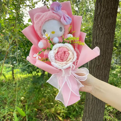 Cartoon My Melody Kuromi Cinnamoroll Kt Cat Plush Doll Creative Flower Bouquet Valentine Christmas Graduation Birthday Gift
