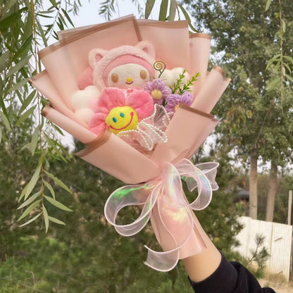 Cartoon My Melody Kuromi Cinnamoroll Kt Cat Plush Doll Creative Flower Bouquet Valentine Christmas Graduation Birthday Gift